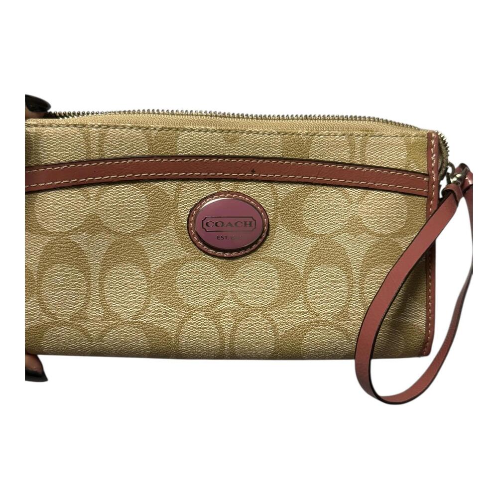 Coach Signature Canvas Pink Logo Patch Long Wallet/Wristlet (circa 2010-2014)